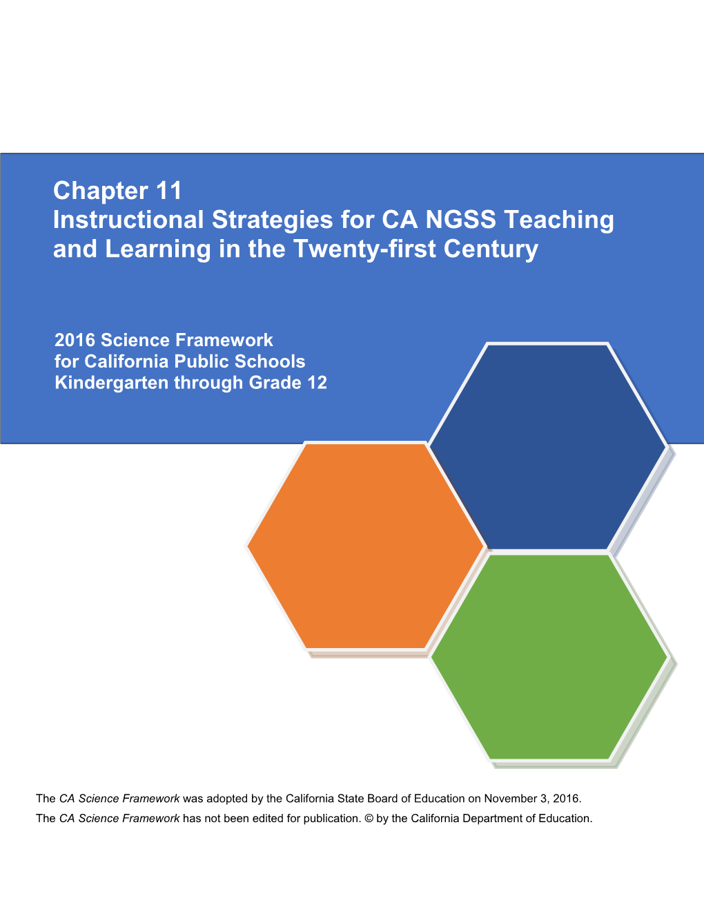 Science Framework, Chapter 11, Instructional Strategies - Curriculum Frameworks (CA Dept Of Education)