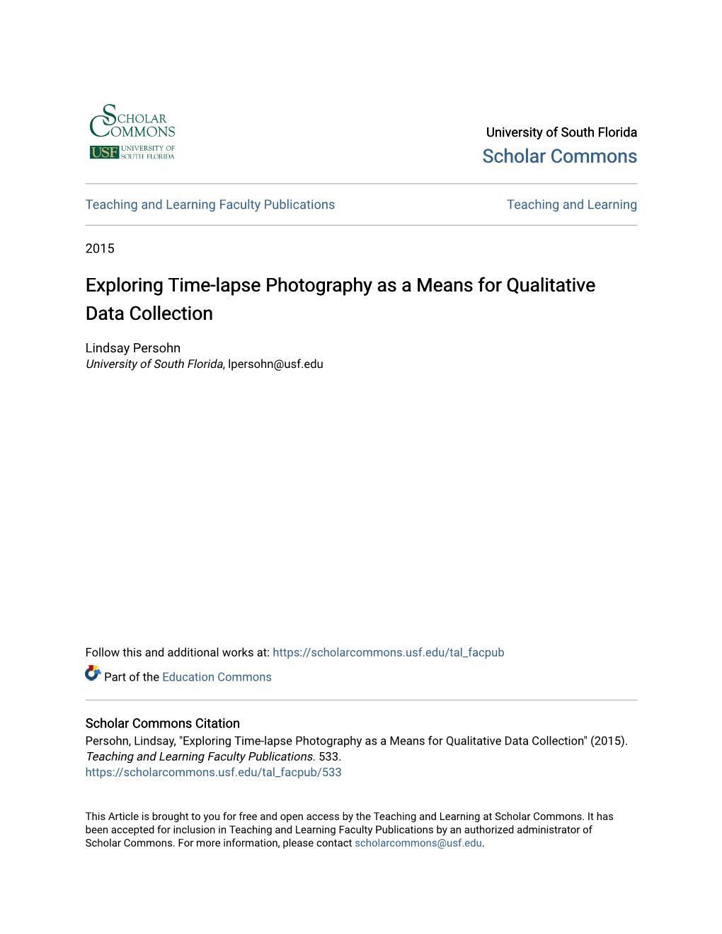 Exploring Time-Lapse Photography As a Means for Qualitative Data Collection