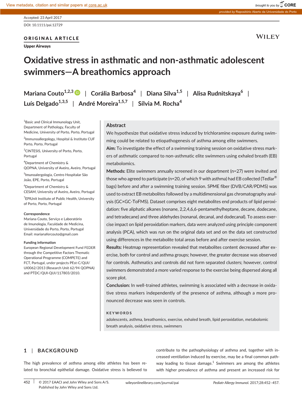 Oxidative Stress in Asthmatic and Non‐