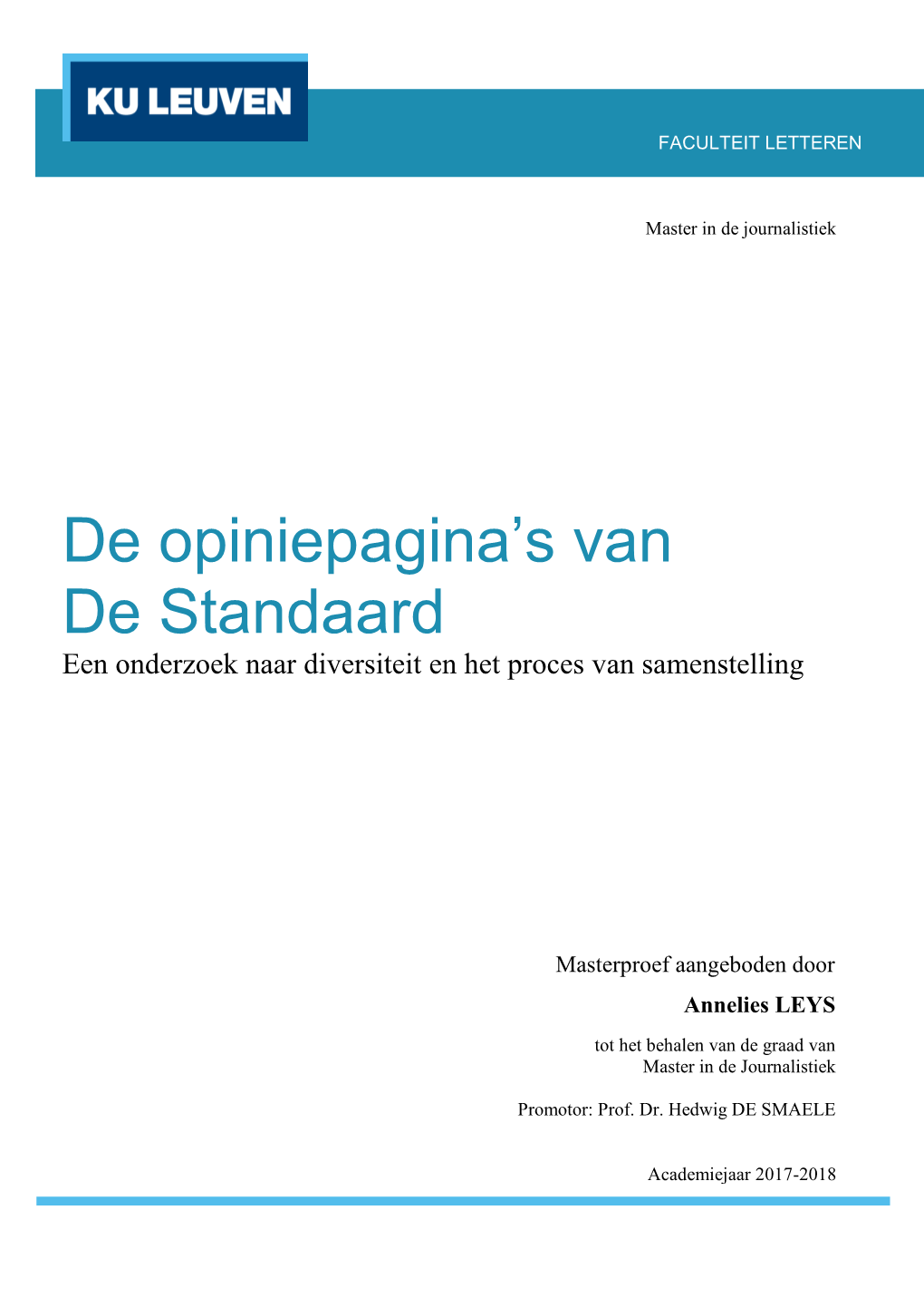De Opiniepagina's Van De Standaard