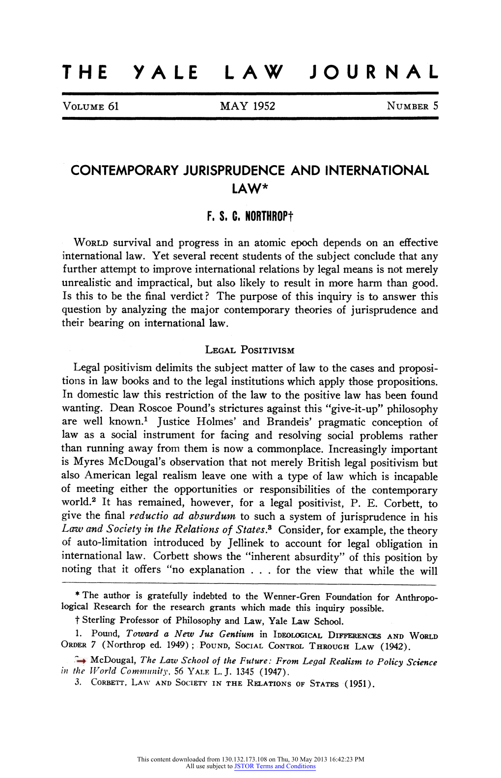 Contemporary Jurisprudence and International