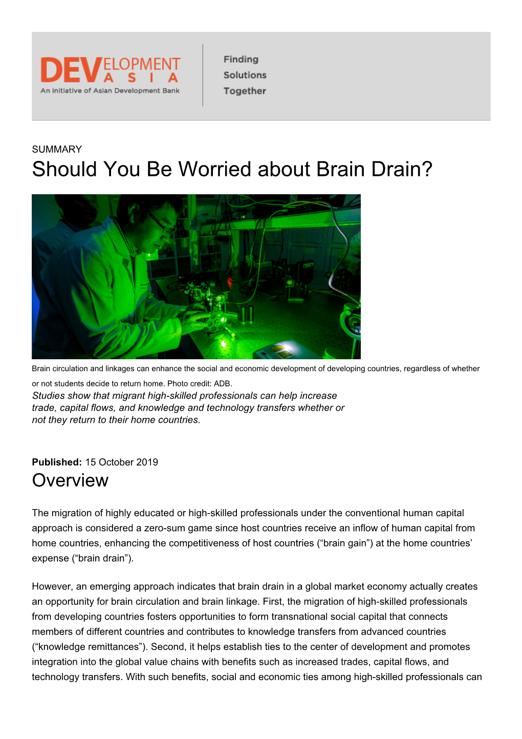 Should You Be Worried About Brain Drain?