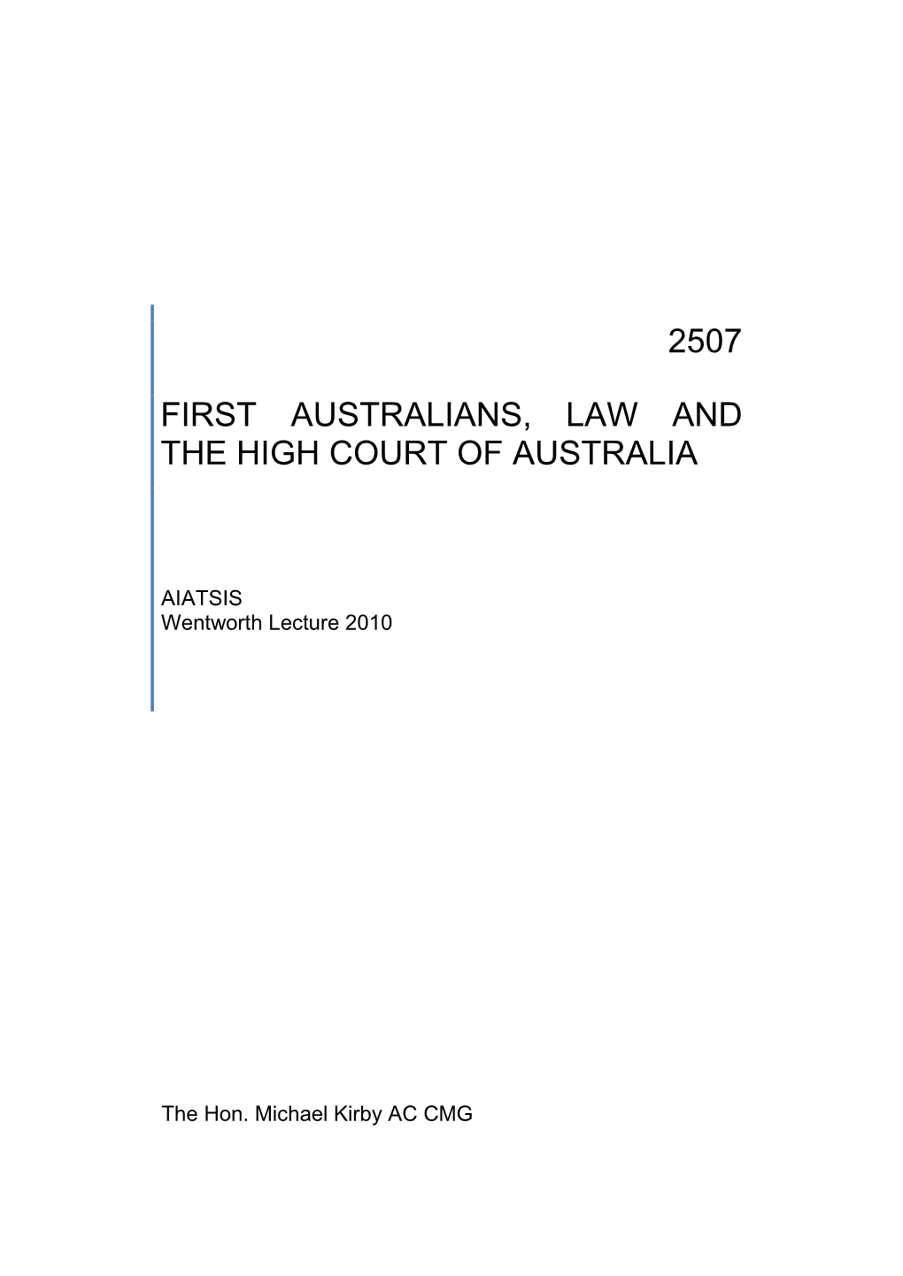 First Australians, Law and the High Court of Australia
