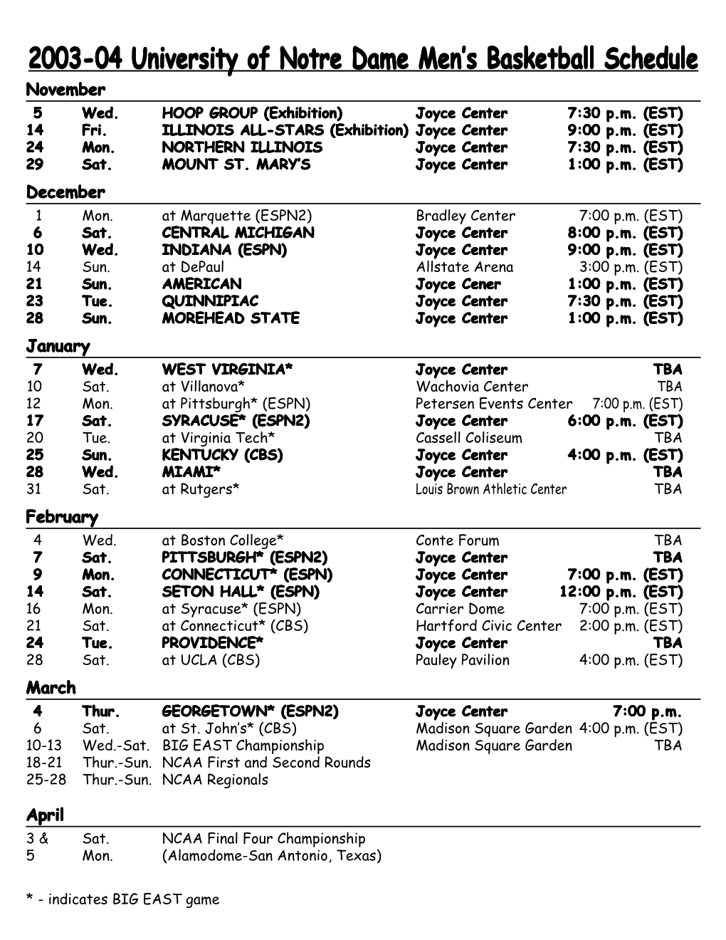 04 Mbb Schedule