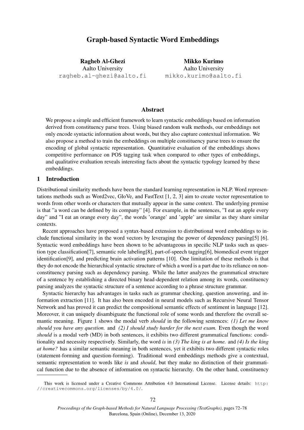 Graph-Based Syntactic Word Embeddings