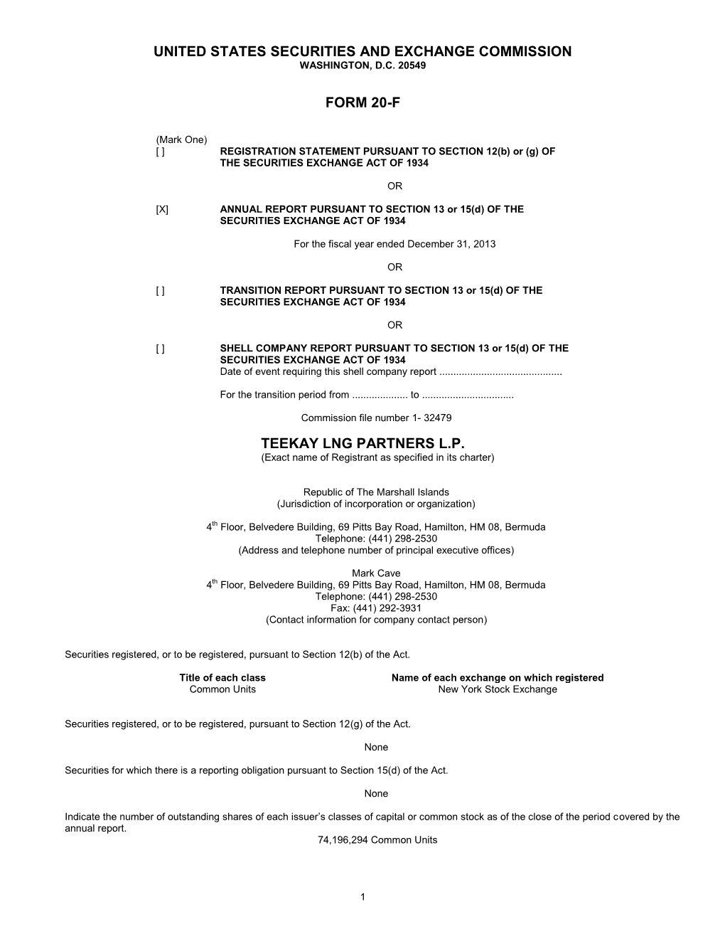 United States Securities and Exchange Commission Form