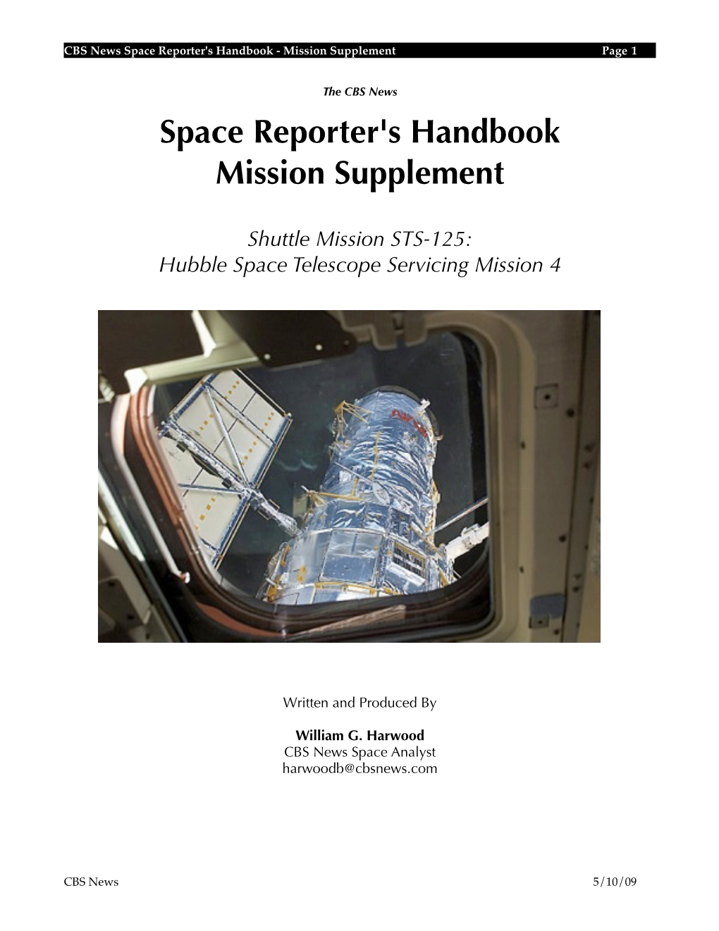 Space Reporter's Handbook Mission Supplement