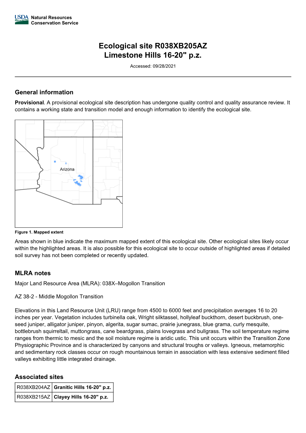 Ecological Site R038XB205AZ Limestone Hills 16-20