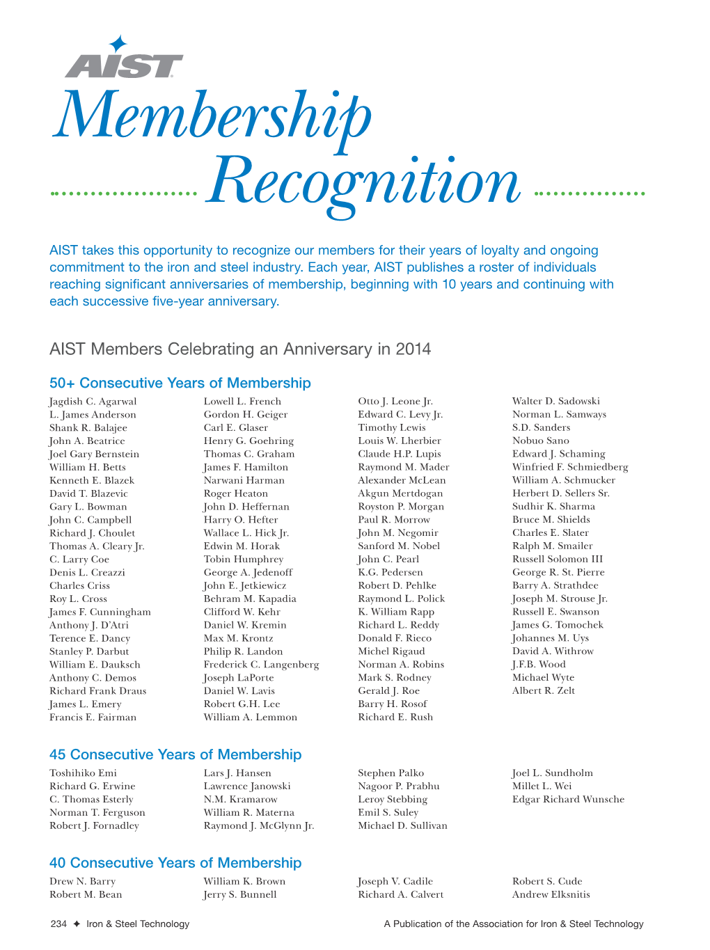 Membership Recognition