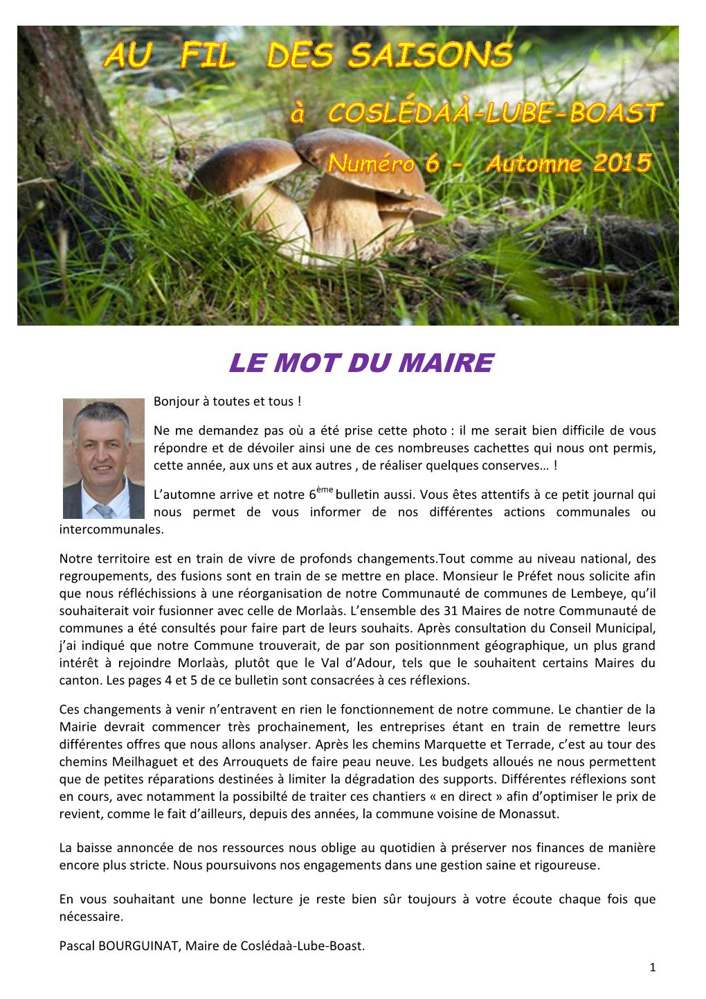 Le Mot Du Maire