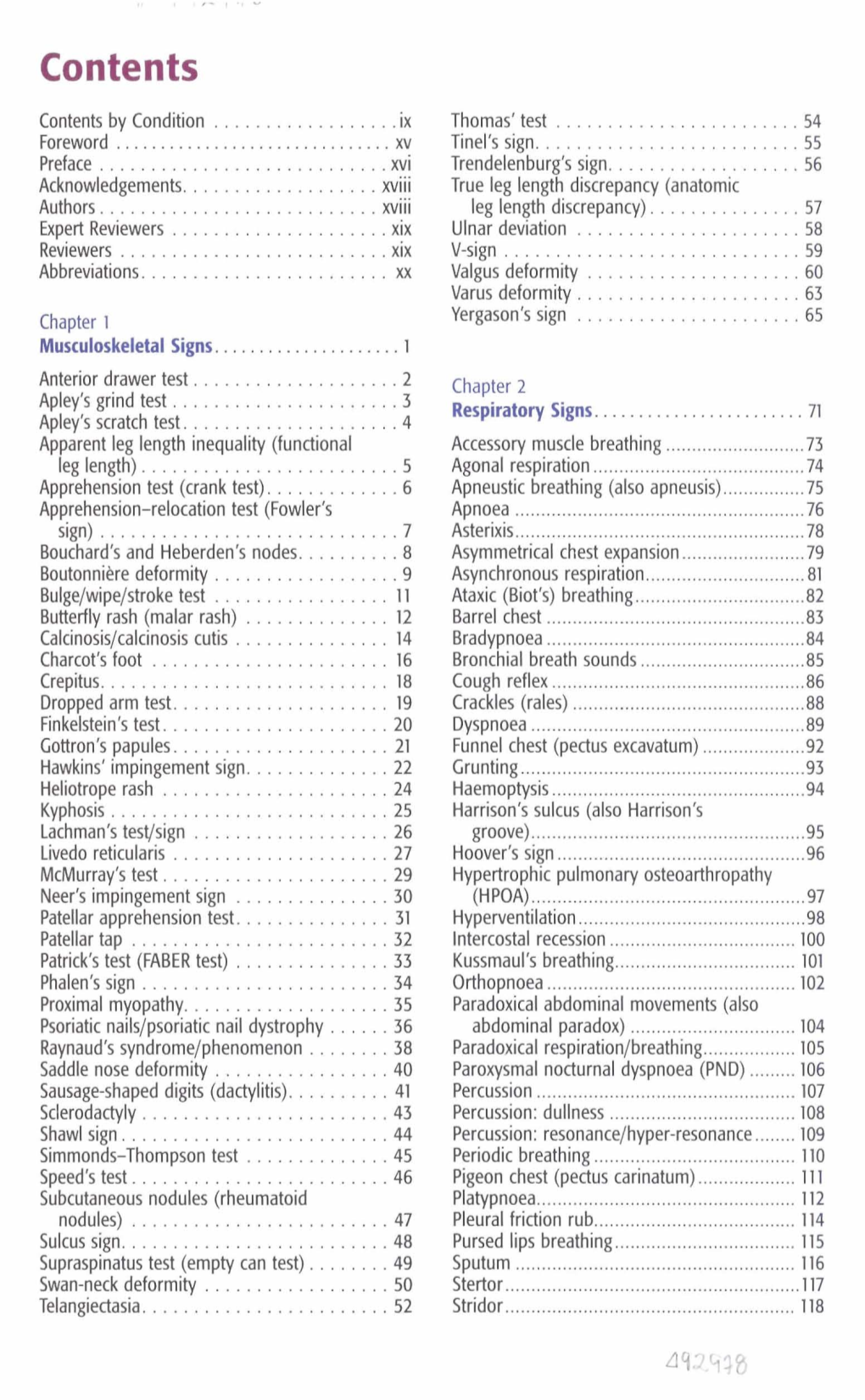 Contents Contents by Condition