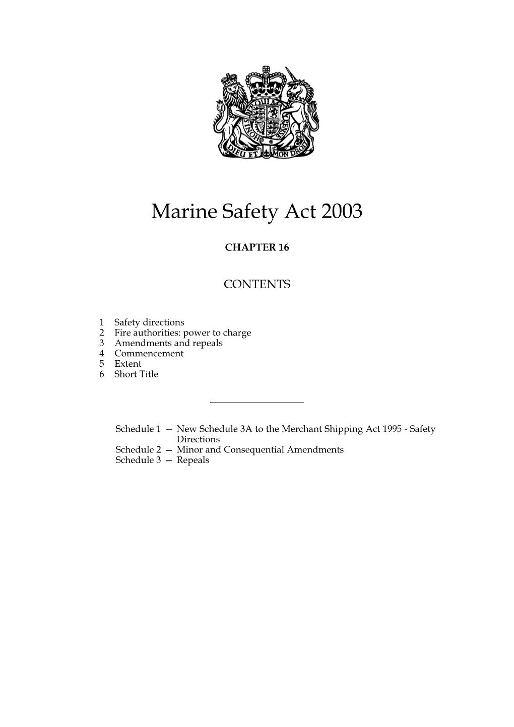 Marine Safety Act 2003