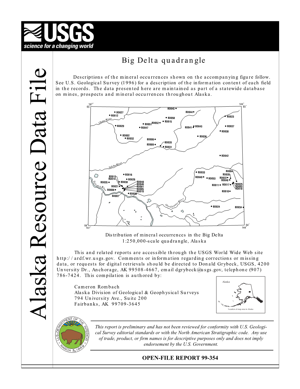 Big Delta Quadrangle Delta Big 1:250,000 - 3645