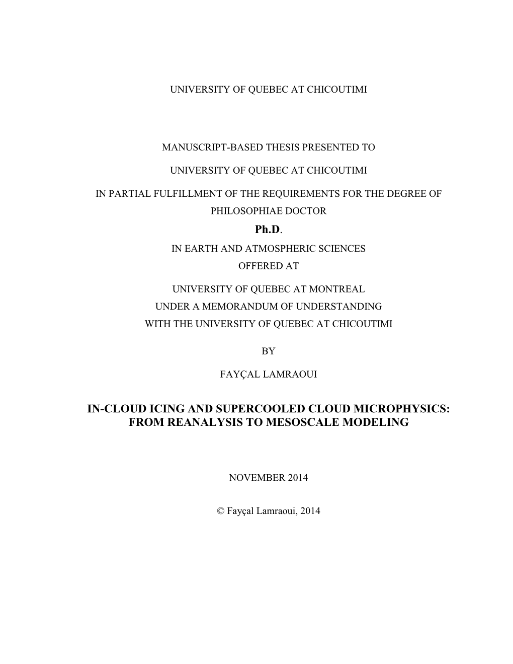 In-Cloud Icing and Supercooled Cloud Microphysics: from Reanalysis to Mesoscale Modeling