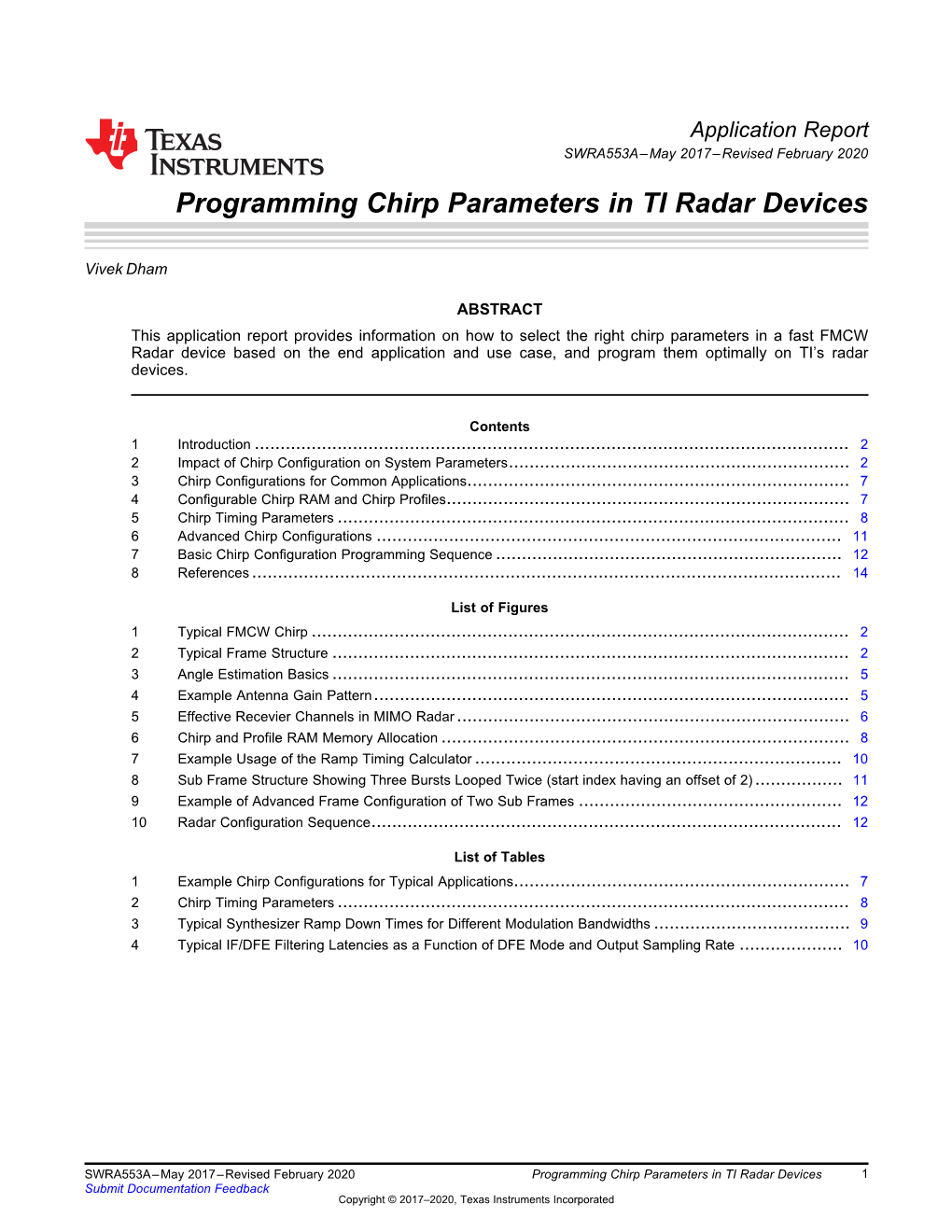 Programming Chirp Parameters in TI Radar Devices (Rev. A)