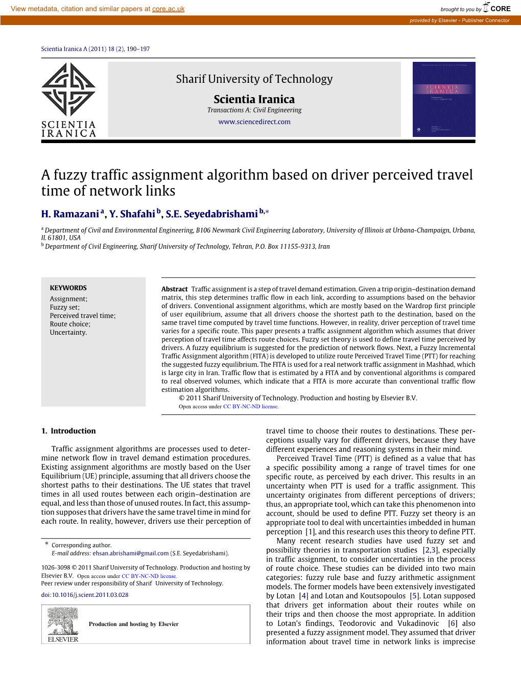 A Fuzzy Traffic Assignment Algorithm Based on Driver Perceived Travel Time of Network Links