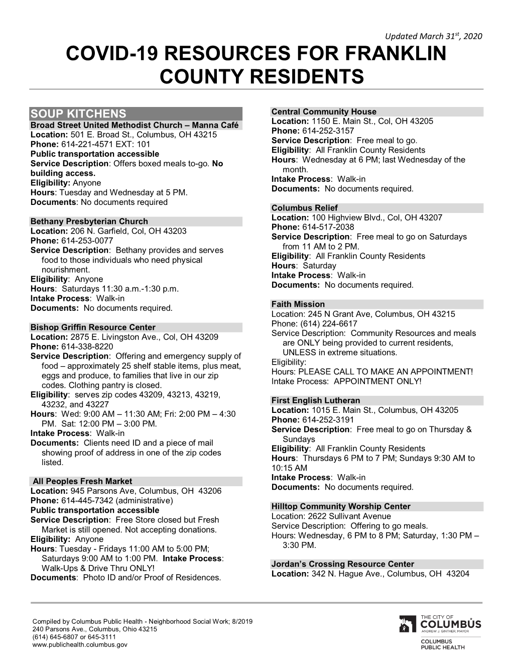 Covid-19 Resources for Franklin County Residents
