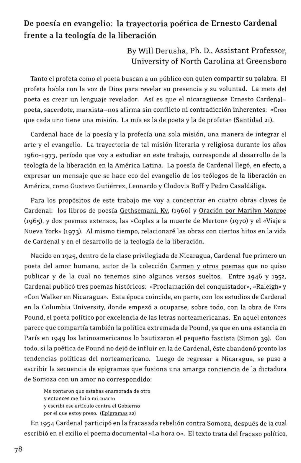 De Poesía En Evangelio: La Trayectoria Poética De Ernesto Cardenal Frente a La Teología De La Liberación by Will Derusha, Ph