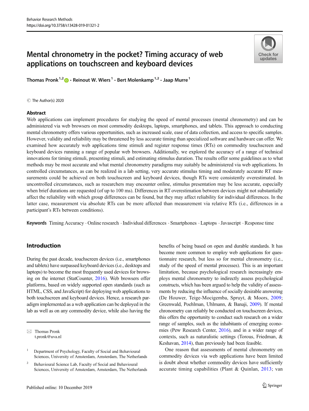 Timing Accuracy of Web Applications on Touchscreen and Keyboard Devices