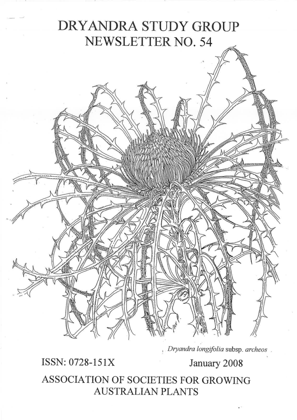 ISSN: 0728-151X January 2008 ASSOCIATION of SOCIETIES for GROWING AUSTRALIAN PLANTS Dryandra Longifolia Subsp
