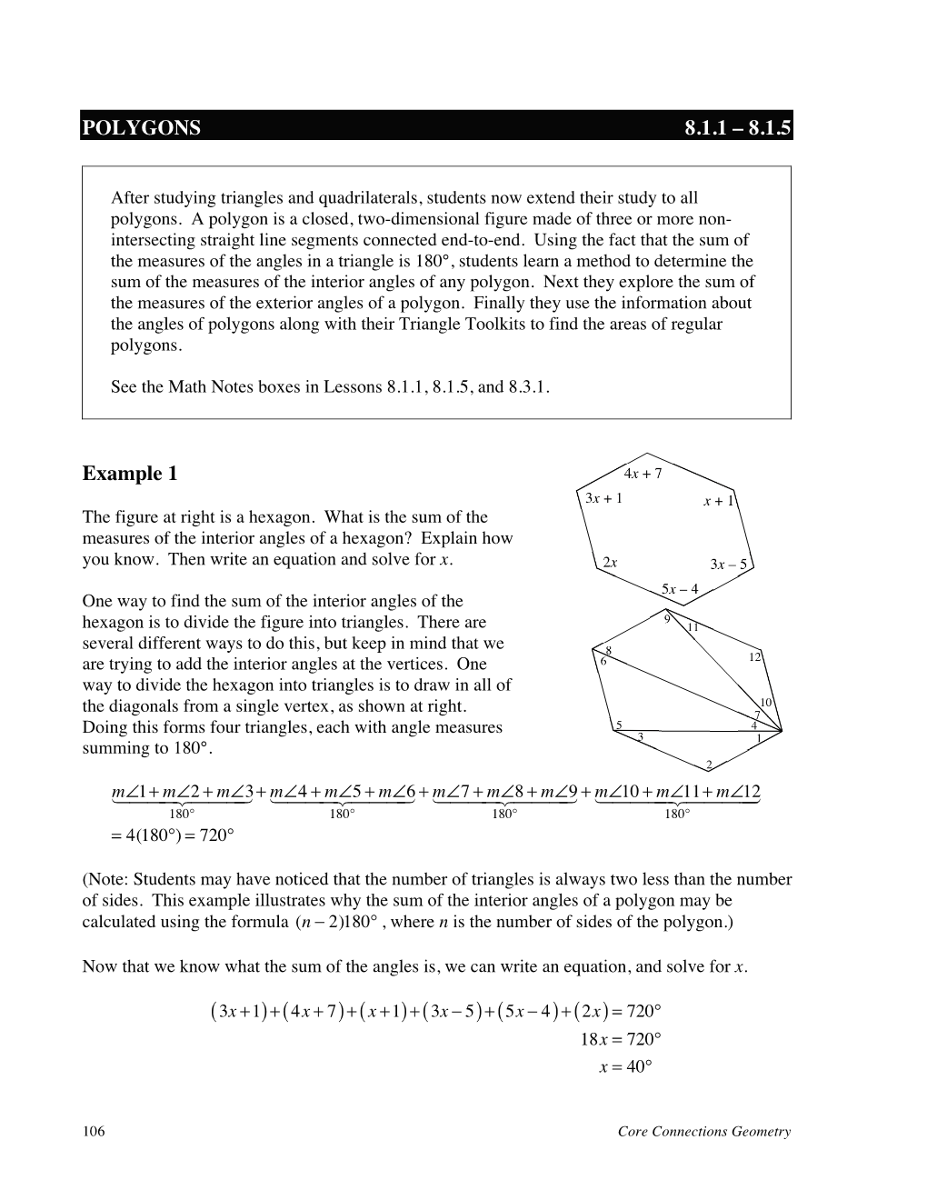 Applying the Polygon Angle