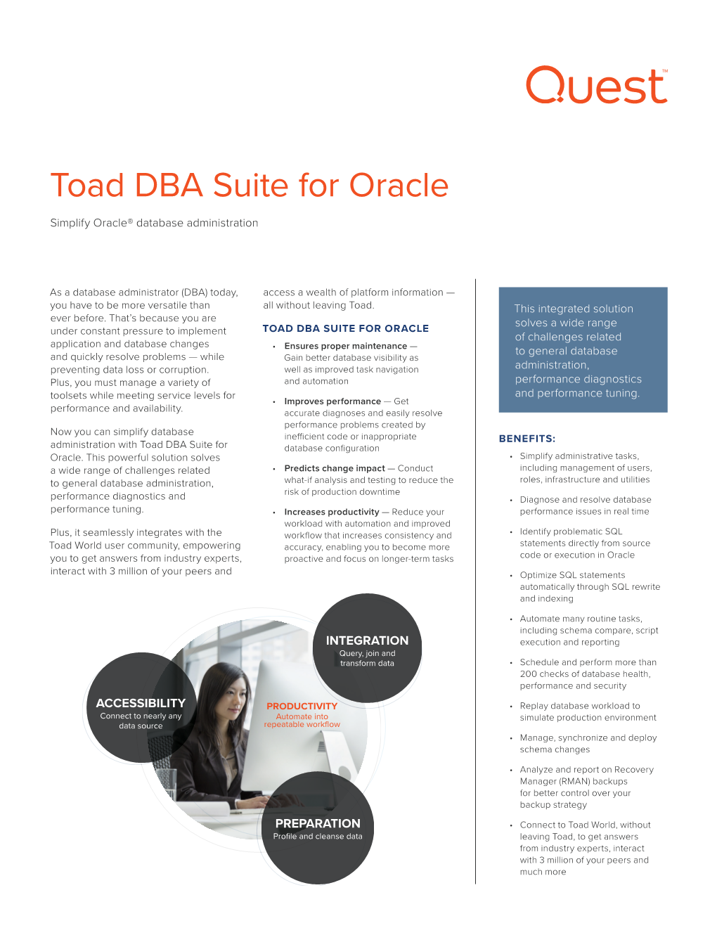 Toad DBA Suite for Oracle Simplify Oracle® Database Administration