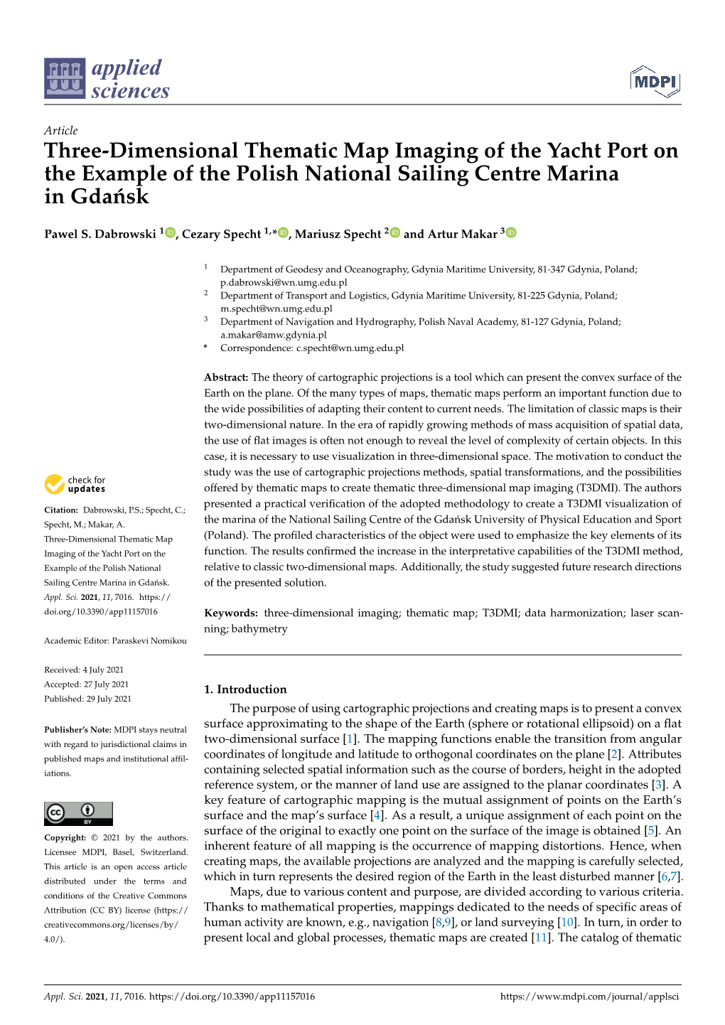 Three-Dimensional Thematic Map Imaging of the Yacht Port on the Example of the Polish National Sailing Centre Marina in Gda ´Nsk