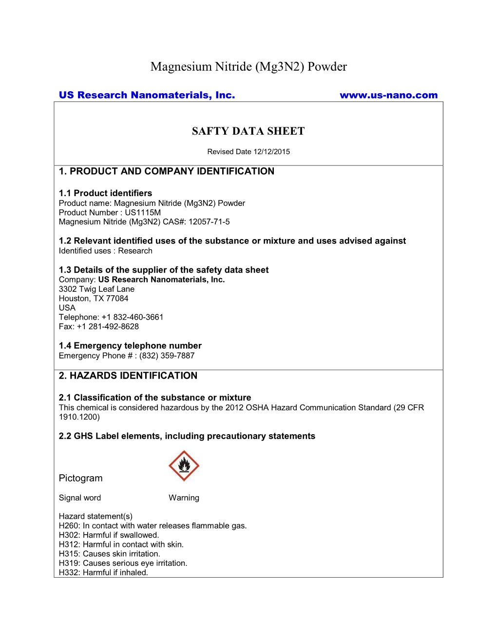 Magnesium Nitride (Mg3n2) Powder