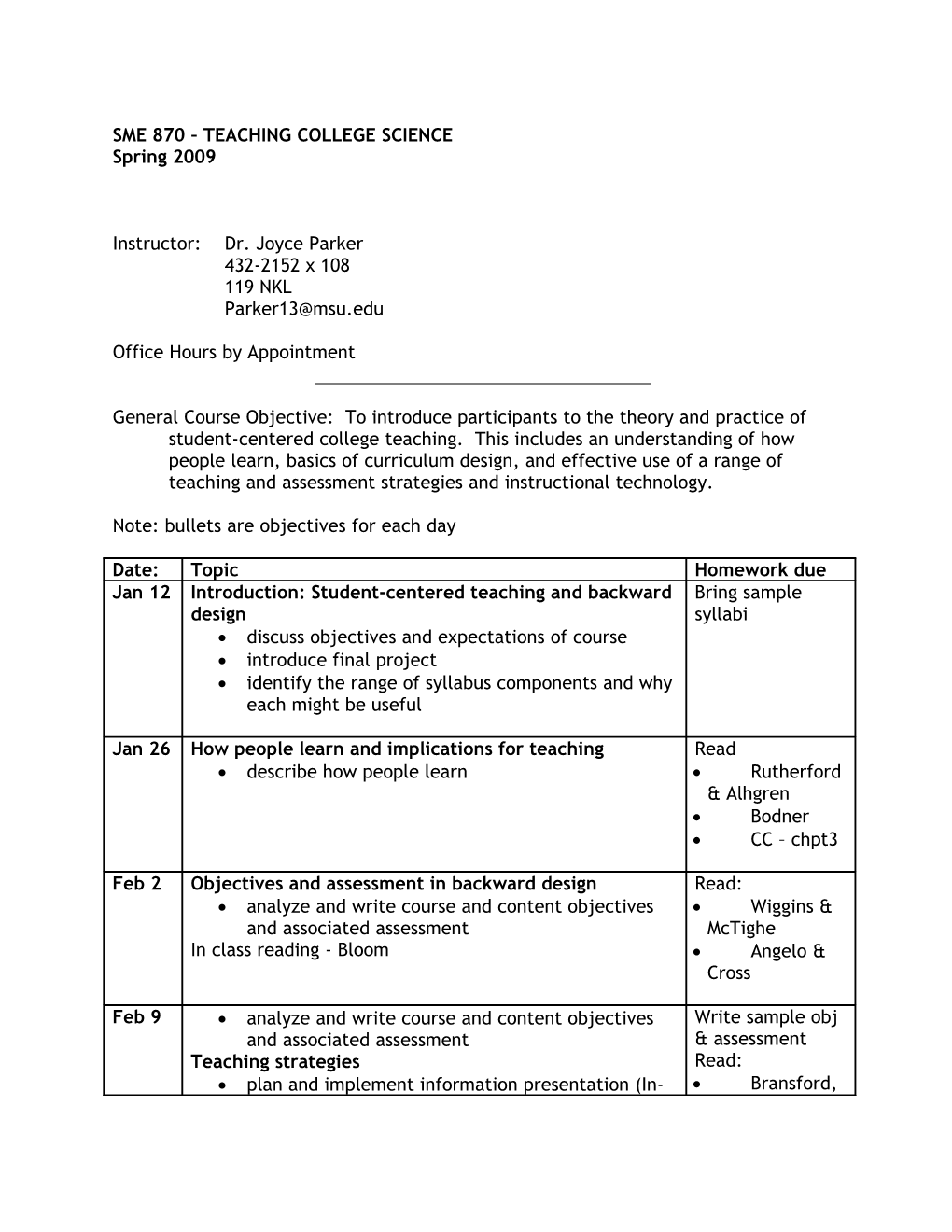 Sme 870 Teaching College Science