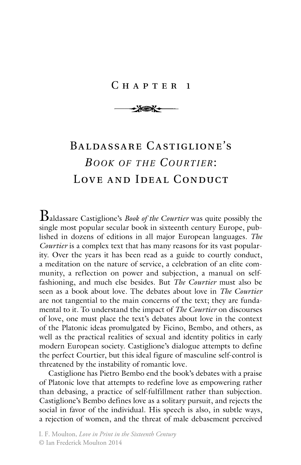 Baldassare Castiglione's Love and Ideal Conduct