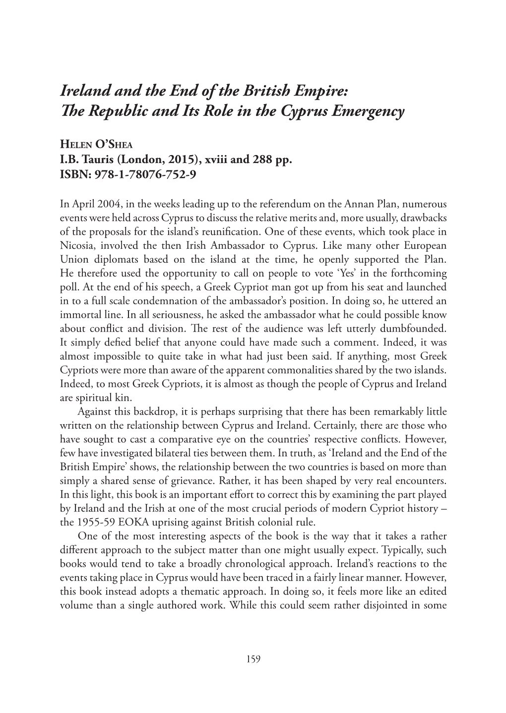 Ireland and the End of the British Empire: the Republic and Its Role in the Cyprus Emergency