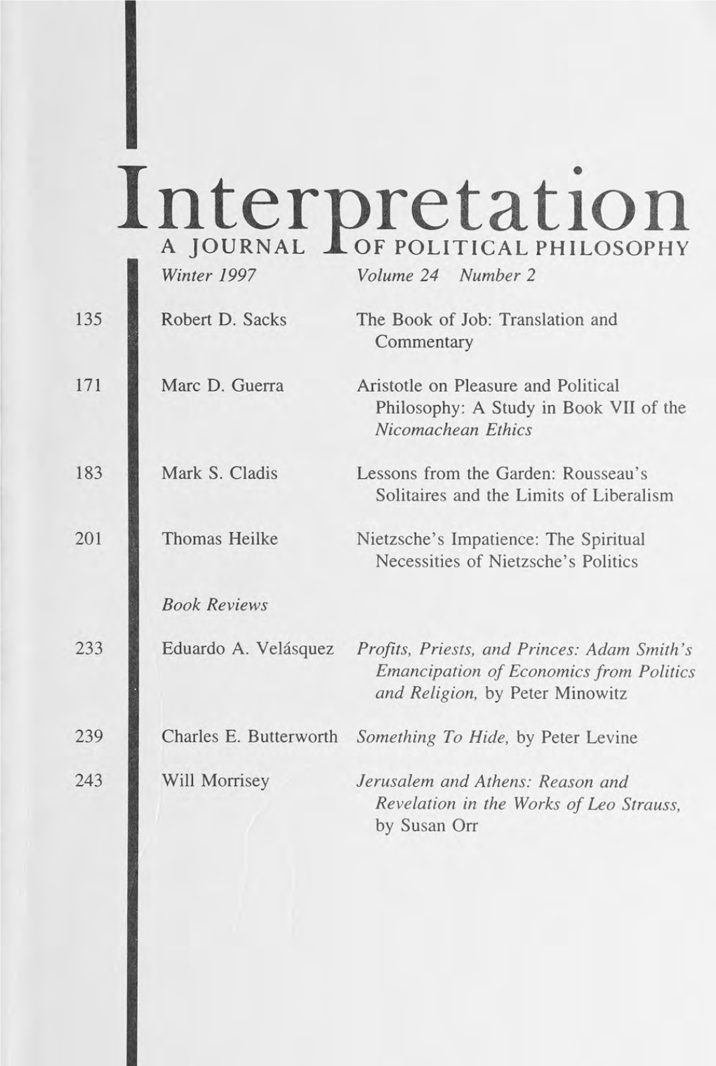 Interpretation: a Journal of Political Philosophy