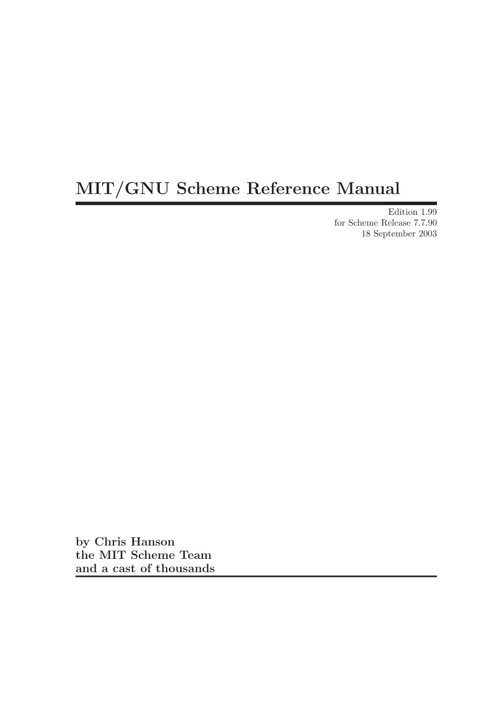 MIT/GNU Scheme Reference Manual