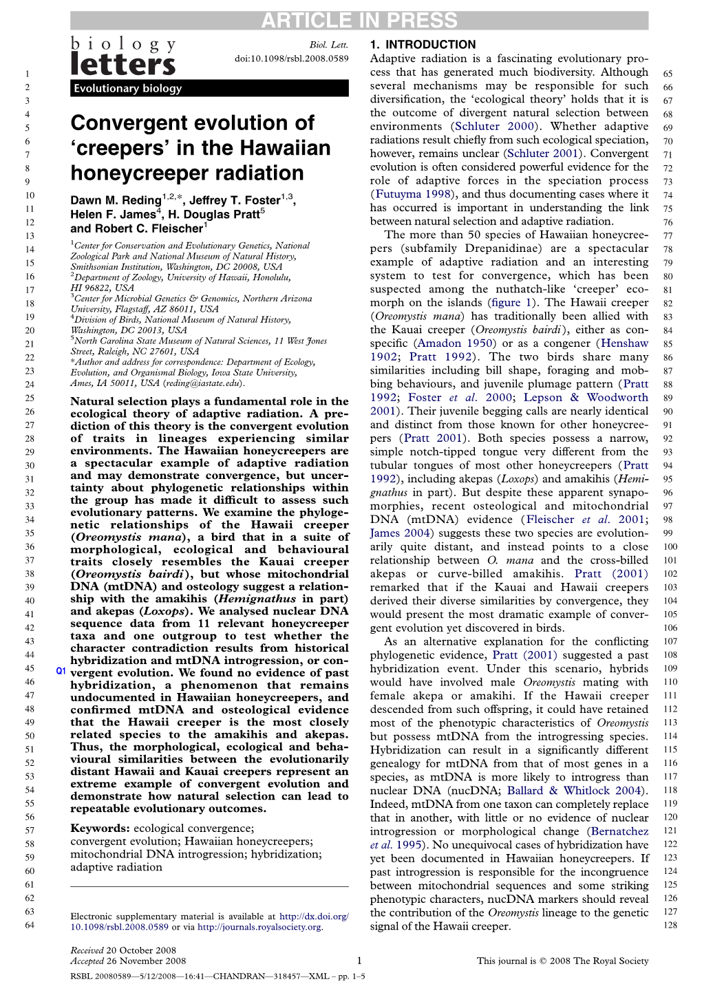 Convergent Evolution of 'Creepers' in the Hawaiian Honeycreeper