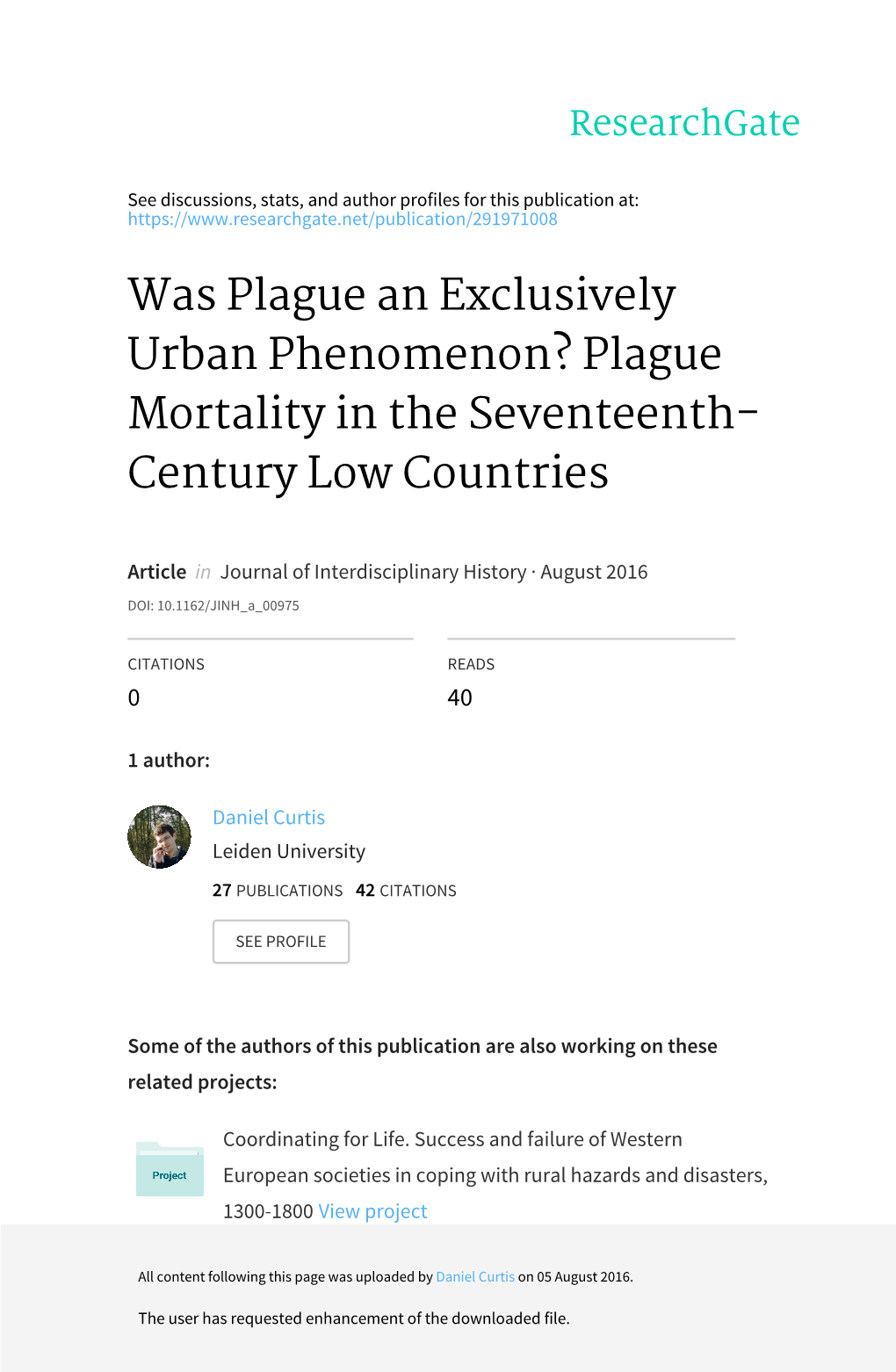 Plague Mortality in the Seventeenth- Century Low Countries