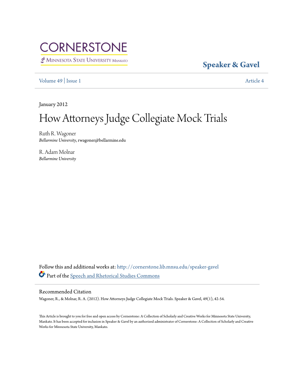 How Attorneys Judge Collegiate Mock Trials Ruth R