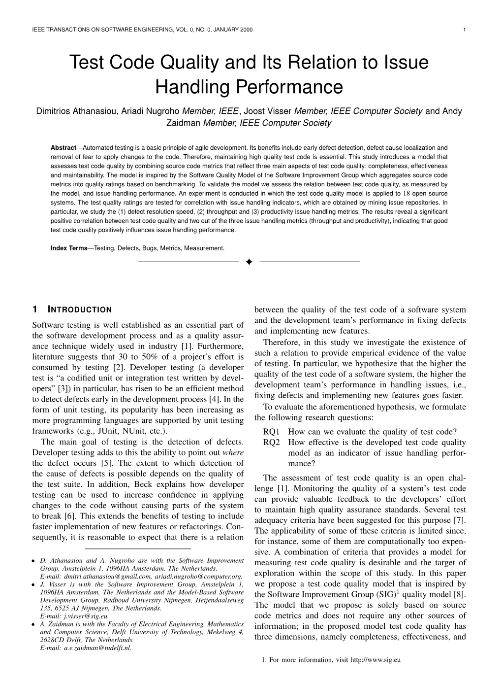 Test Code Quality and Its Relation to Issue Handling Performance