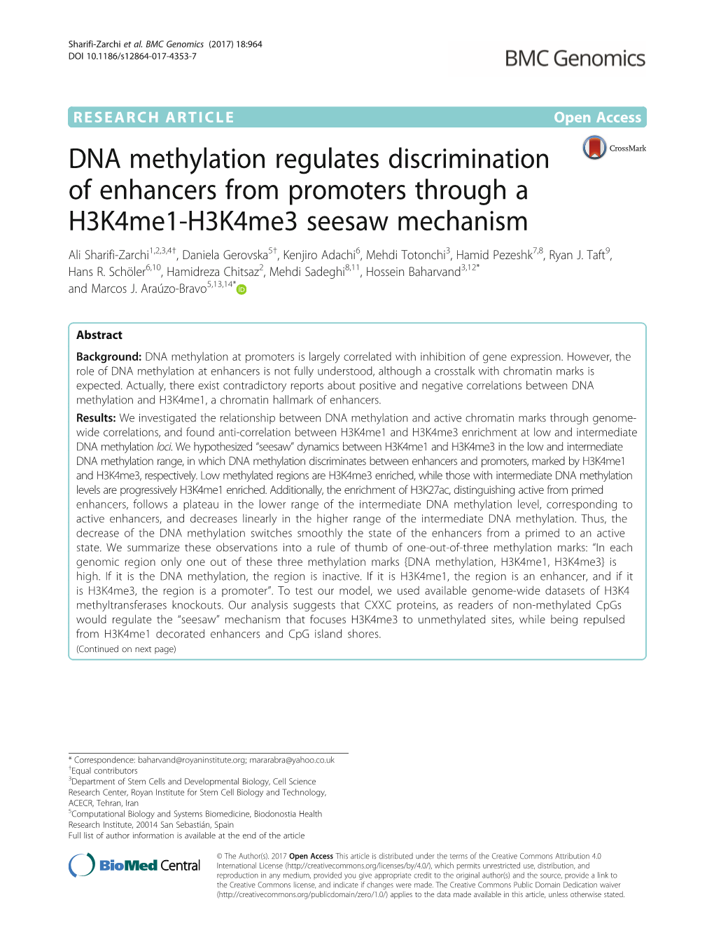 DNA Methylation Regulates Discrimination of Enhancers From