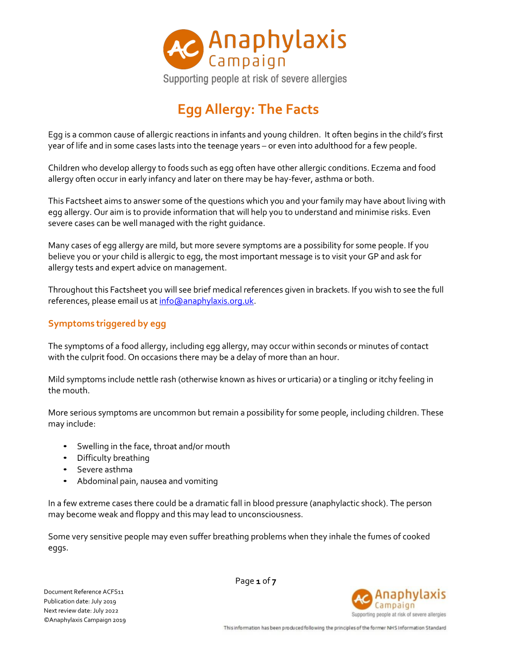 Egg Allergy: the Facts