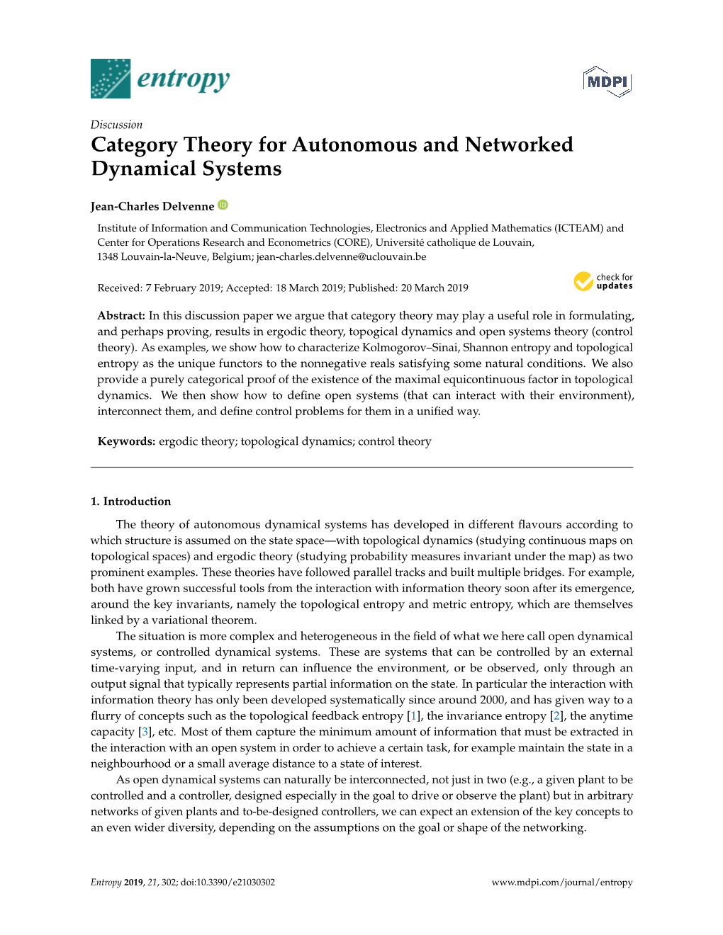 Category Theory for Autonomous and Networked Dynamical Systems