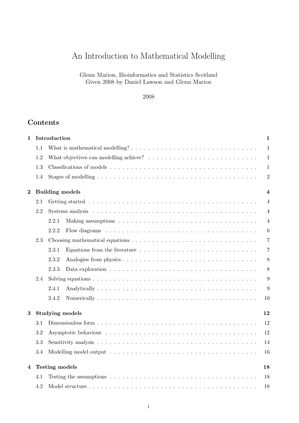 An Introduction to Mathematical Modelling