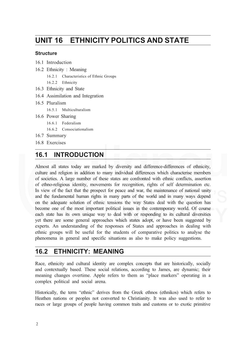 Unit 16 Ethnicity Politics and State