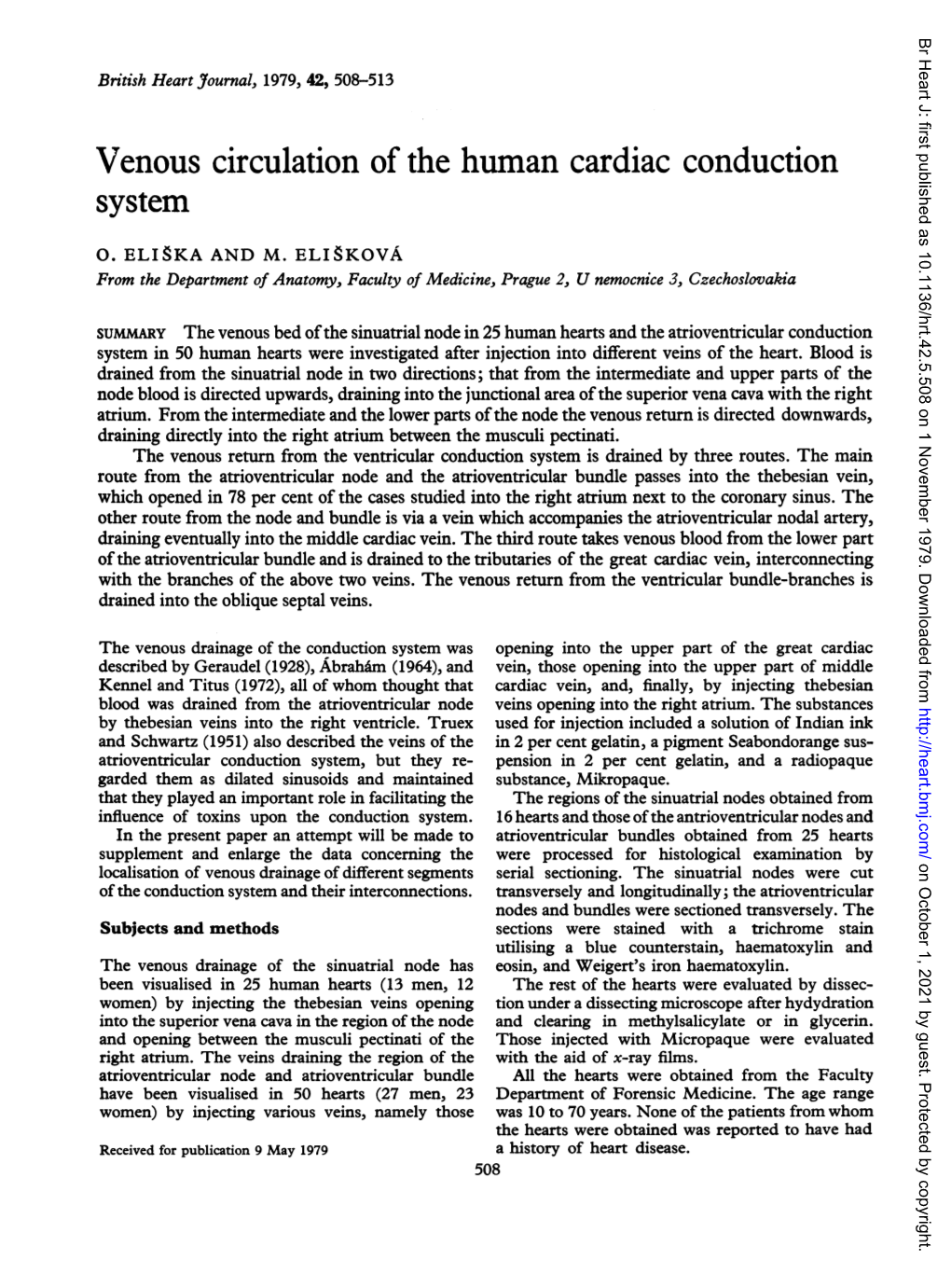 Venous Circulation of the Human Cardiac Conduction System