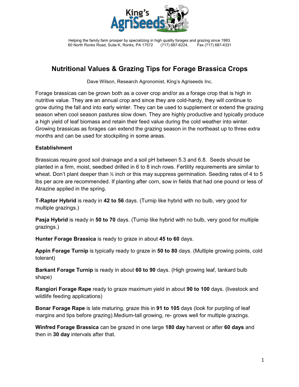 Nutritional Values & Grazing Tips for Forage Brassica Crops