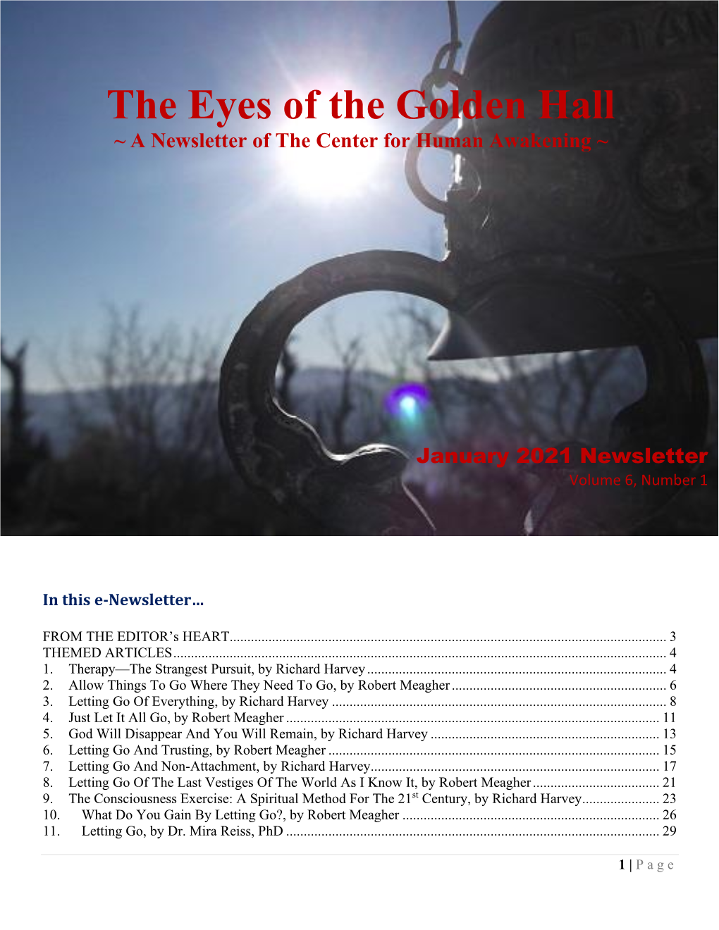 January 2021 Newsletter Volume 6, Number 1