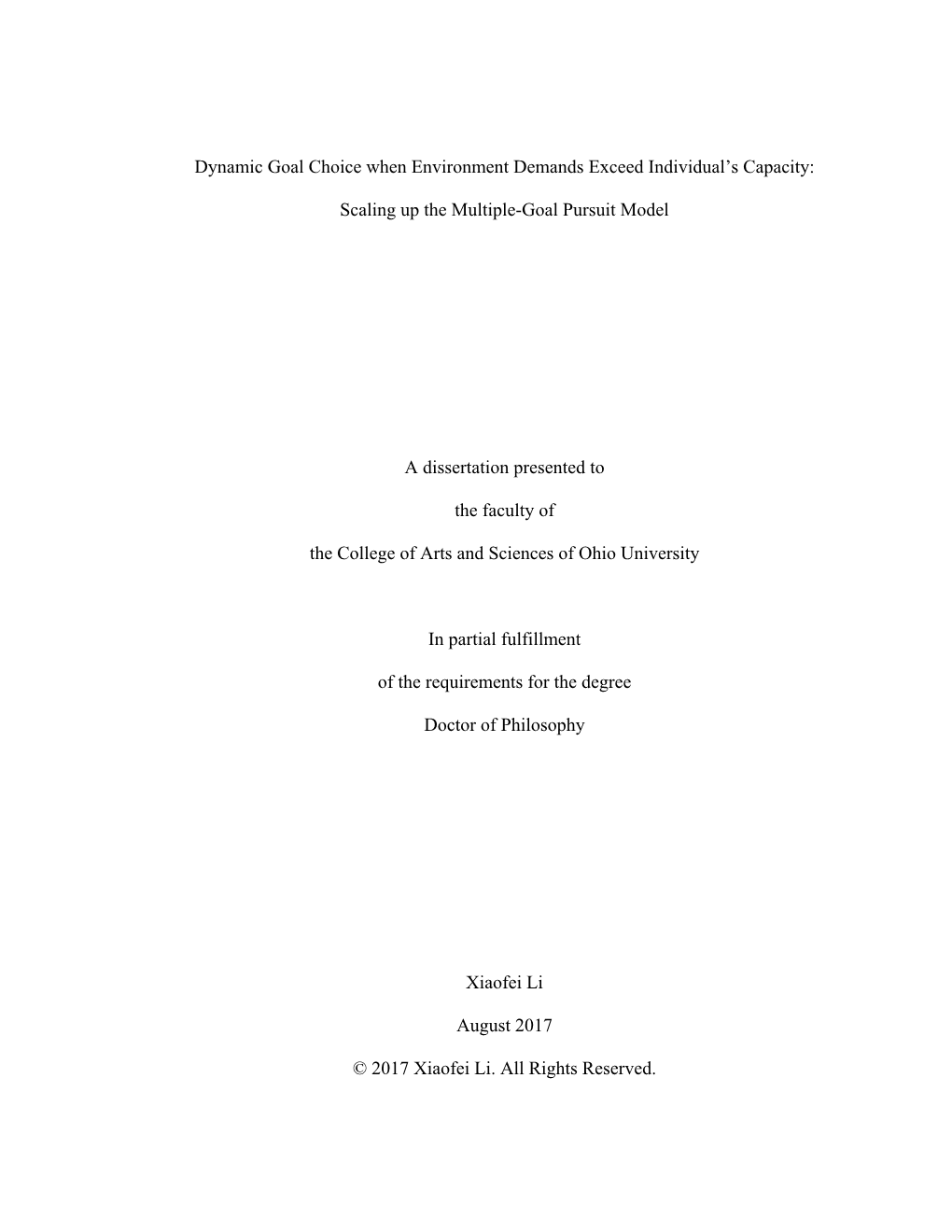 Scaling up the Multiple-Goal Pursuit Model a Diss