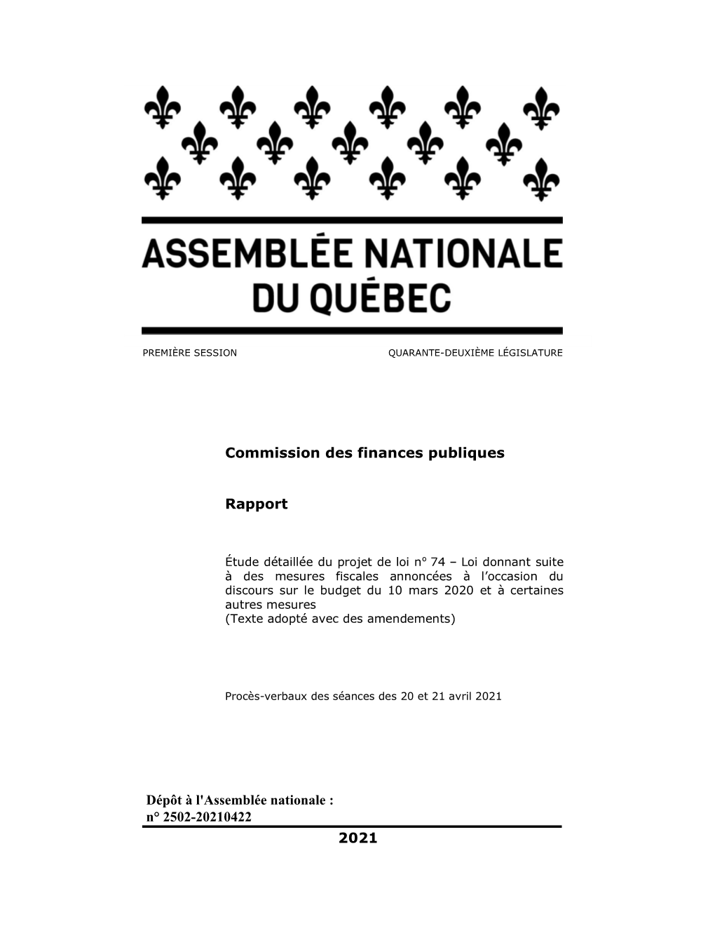 Rapport De La Commission Des Finances Publiques