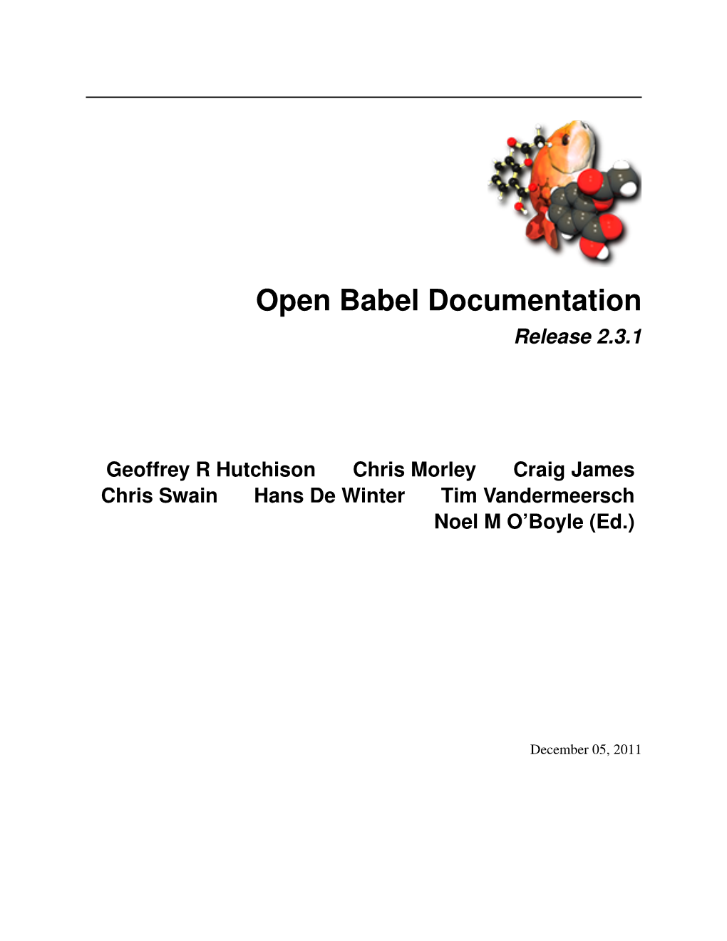 Open Babel Documentation Release 2.3.1