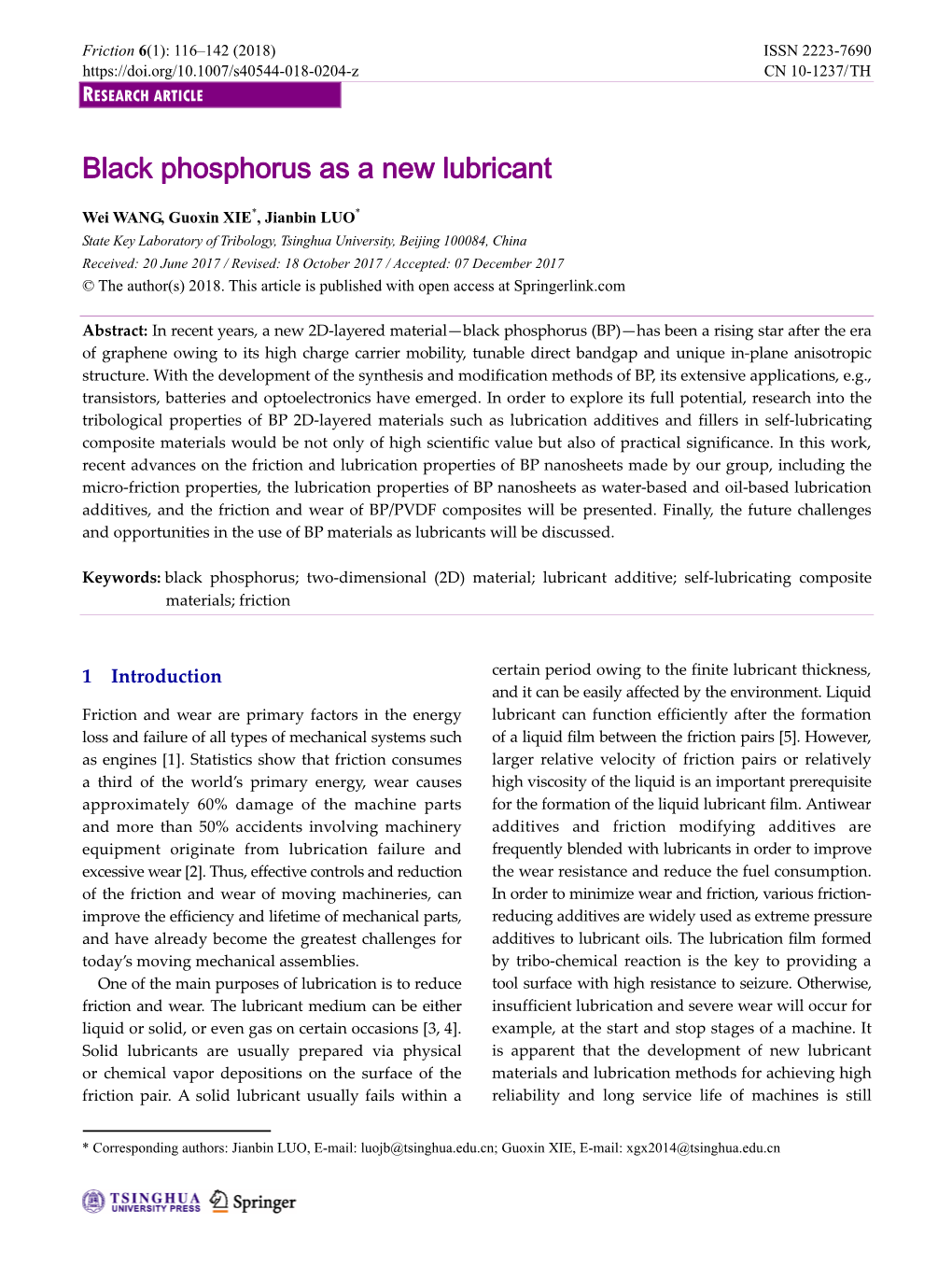 Black Phosphorus As a New Lubricant