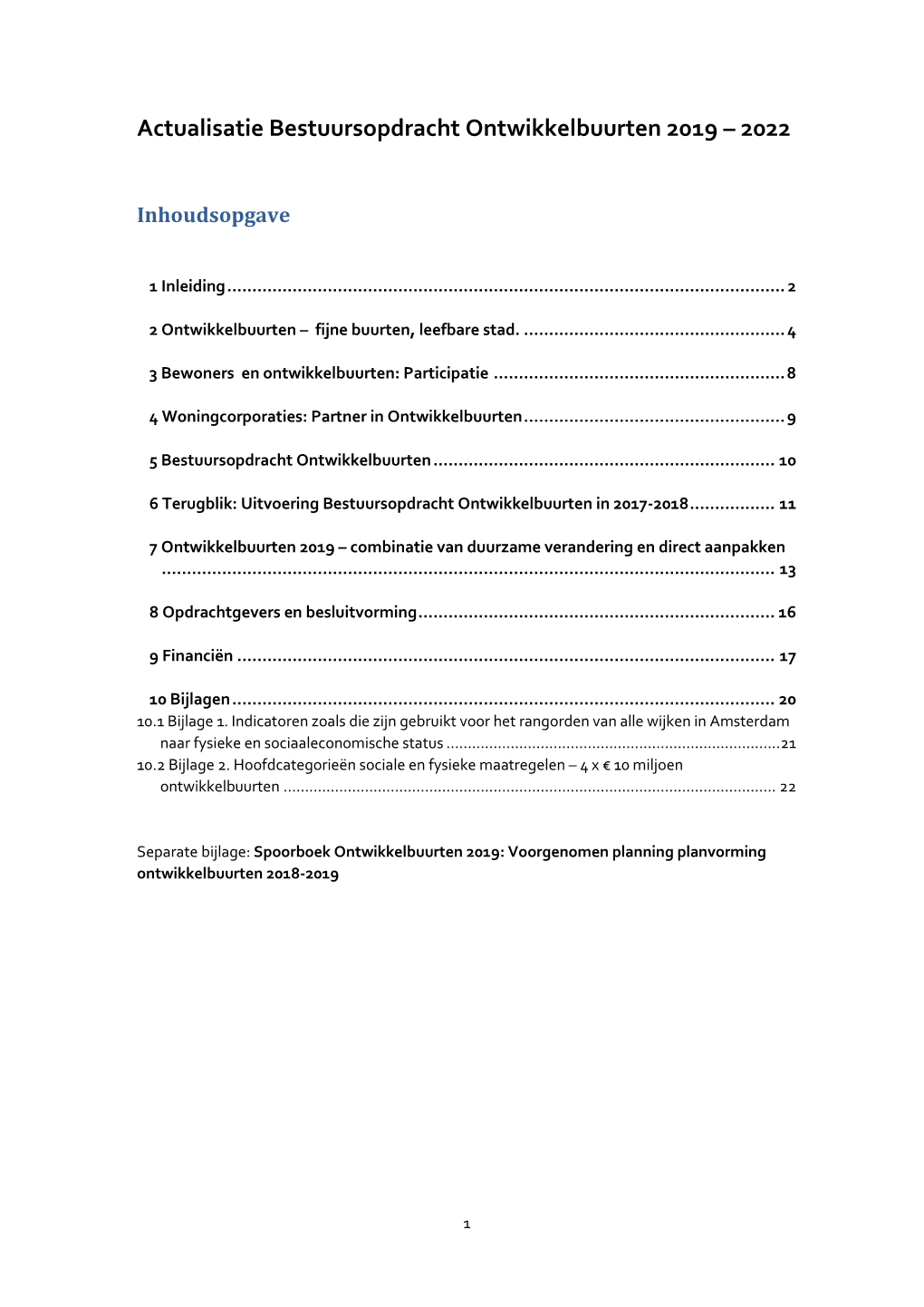 Actualisatie Bestuursopdracht Ontwikkelbuurten 2019 – 2022